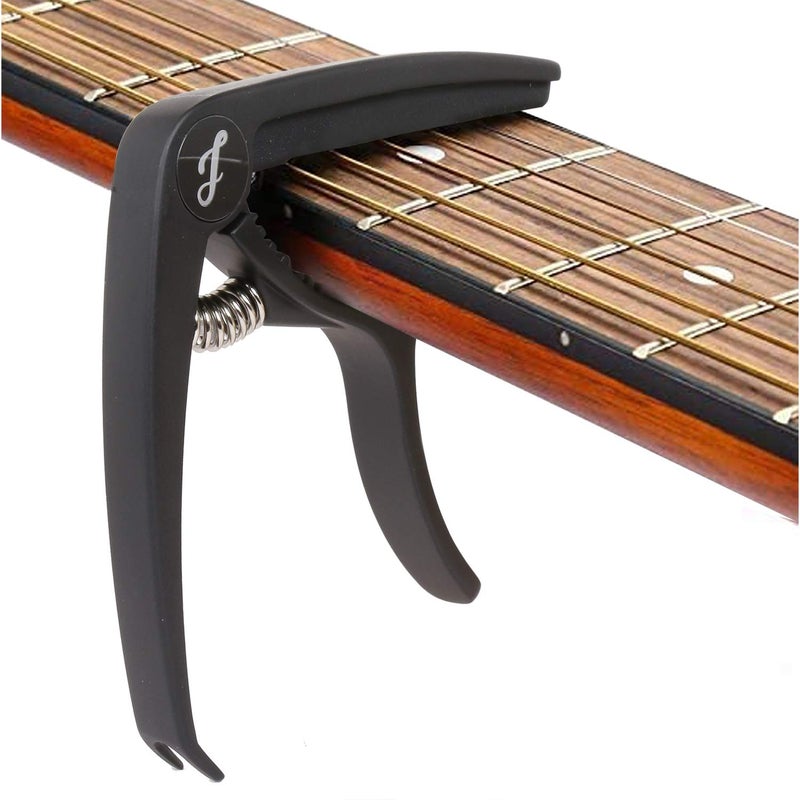 Juarez JRZ350BK Professional Metal Capo for Guitar Western Guitar Acoustic Classical Guitar Folk Guitar Ukelele E-Bass Instrument Guitar Capo Black - Image 2