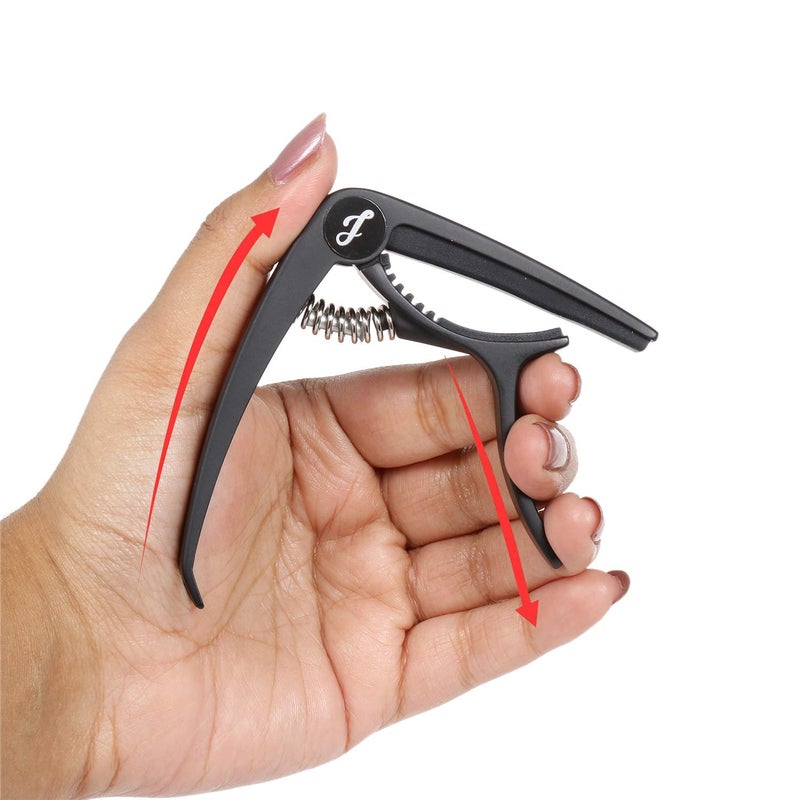 Juarez JRZ350BK Professional Metal Capo for Guitar Western Guitar Acoustic Classical Guitar Folk Guitar Ukelele E-Bass Instrument Guitar Capo Black - Image 3