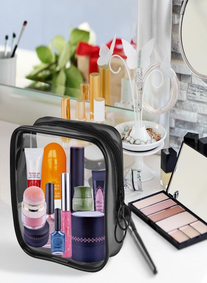 PLULON 2 Pack Small Makeup Bag Clear Purse TSA Approved Travel Toiletry Bag Mini Make Up Zipper Pouch Cosmetic Bag for Women Men Essentials - Black - Image 4