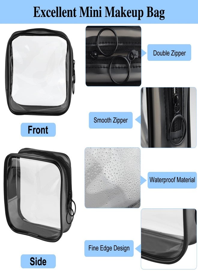 PLULON 2 Pack Small Makeup Bag Clear Purse TSA Approved Travel Toiletry Bag Mini Make Up Zipper Pouch Cosmetic Bag for Women Men Essentials - Black - Image 3