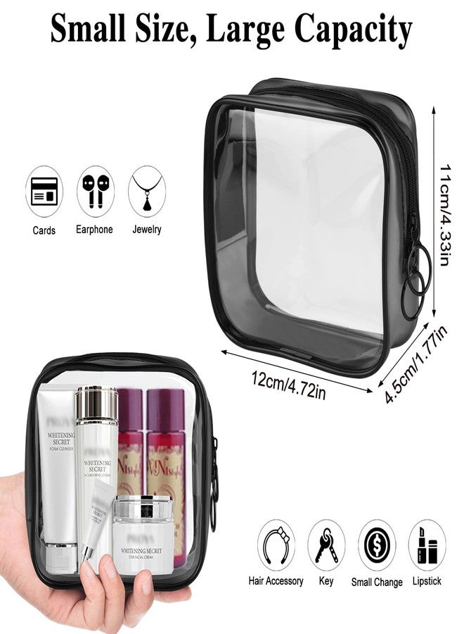 PLULON 2 Pack Small Makeup Bag Clear Purse TSA Approved Travel Toiletry Bag Mini Make Up Zipper Pouch Cosmetic Bag for Women Men Essentials - Black - Image 2