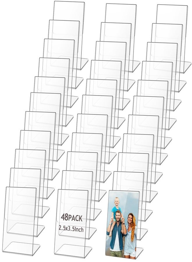Bgtecho 48 Pcs Acrylic Picture Frames, 2.5x3.5 Inch, Slant Back Acrylic Sign Holders, Plastic Menu Holders, Clear Frames for Wedding, Office, Restaurant, Store - Image 1