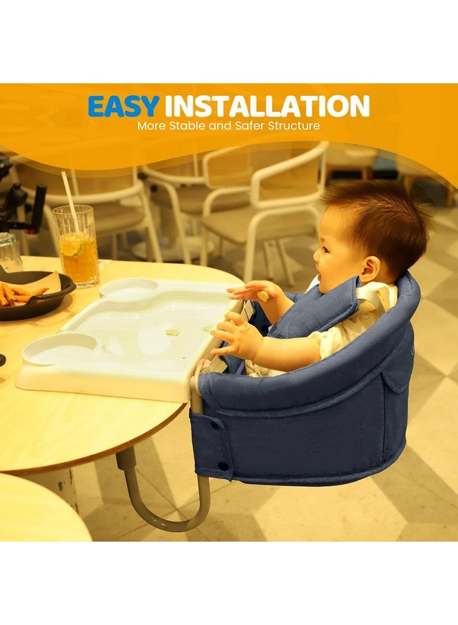 Orzbow Hook On High Chair with Removable Dining Tray, Folding Portable High Chair with Storage Bags, Baby Table Booster Seat, Easy Clip on Table Feeding HighChair for Travel, Restaurant and Home, Blue - Image 1