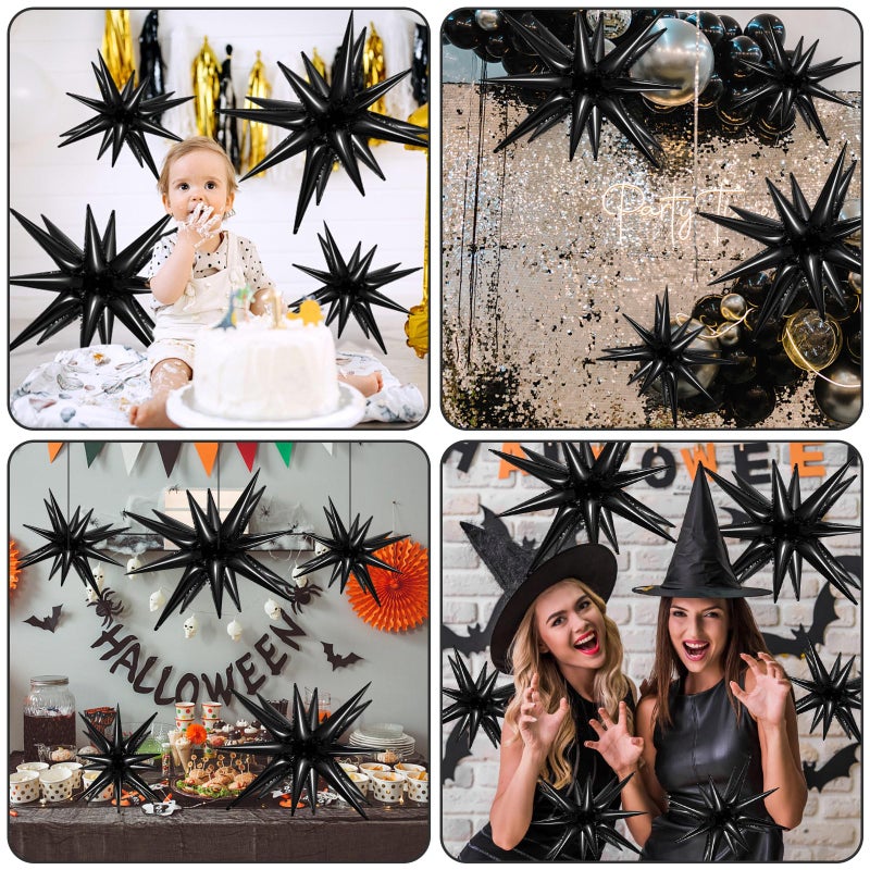 TOTAFAM 10 Pcs Star Balloons Explosion Starburst Balloons Foil Cone Balloons Magic For Birthday Wedding Anniversary Party Backdrops Decorations Supplies  6 Pcs 22 Inches And 4 Pcs 27 Inches (Black) - Image 5