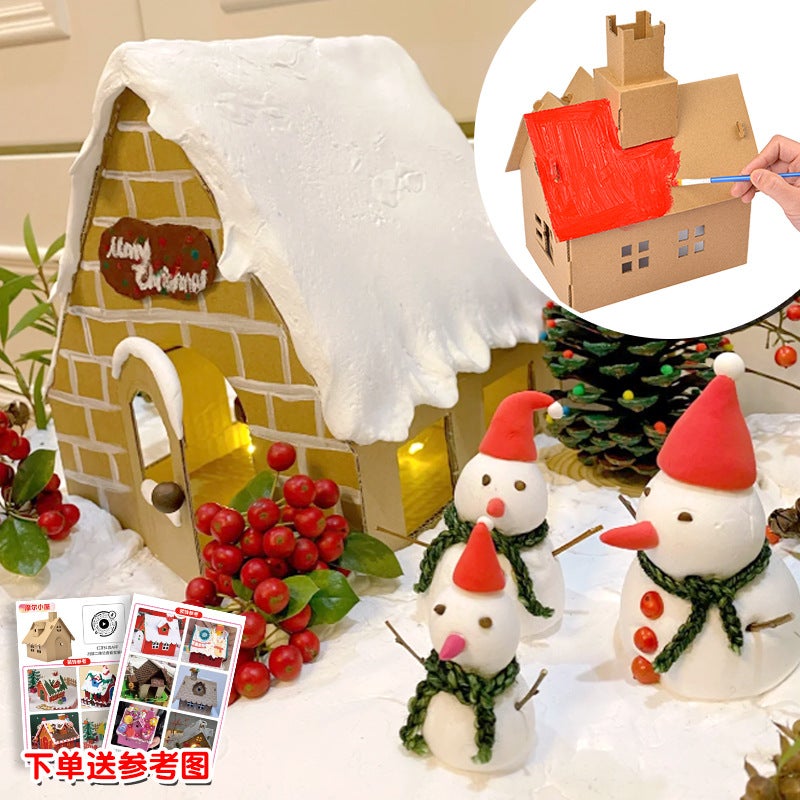 Christmas Children'S Handmade Diy Making Paper Small House Paper Shell Assembled Toy Decorative Board Creative Carton House - Image 3