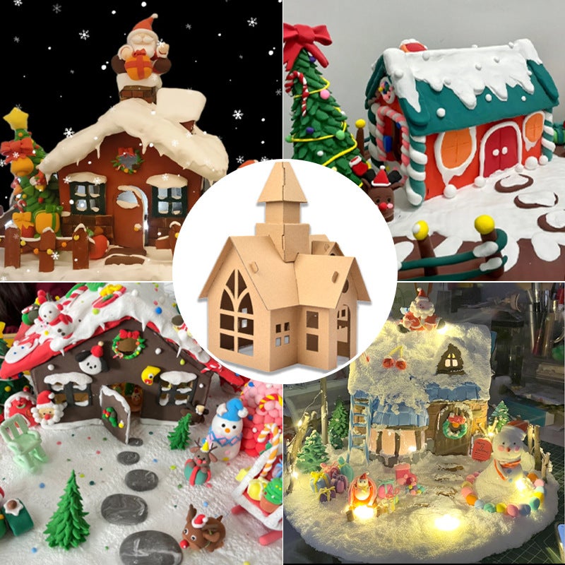 Christmas Children'S Handmade Diy Making Paper Small House Paper Shell Assembled Toy Decorative Board Creative Carton House - Image 4