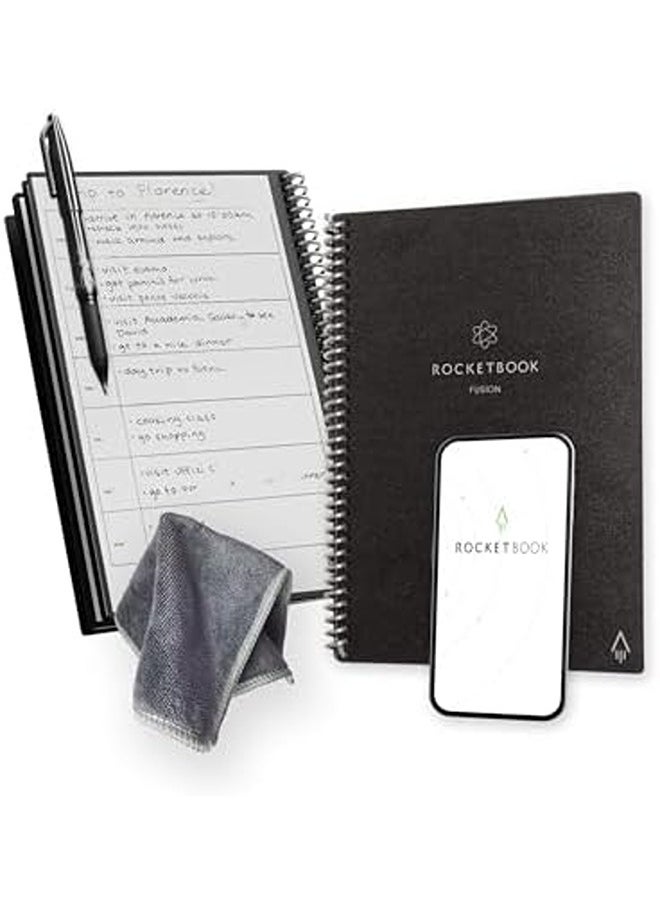 Rocketbook Fusion Smart Reusable Notebook – Executive 6 x 8.8 Inch | Includes Pilot Frixion Pen & Microfiber Cloth – Eco‑Friendly, Cloud‑Connected  - Image 1