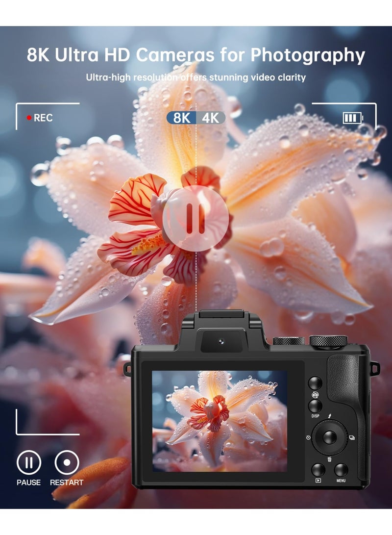 Milatech 8K 88MP Digital Camera with Autofocus, Dual Lens, WiFi, 16X Zoom & Touch Screen, 2 Batteries & Charging Stand - Image 4