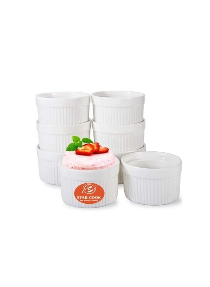 Star Cook 6 oz Ramekins for Creme Brulee Porcelain Ramekins Oven Safe, Classic Style Ramekins for Baking Souffle Ramekins Bowls, Set of 6 - Image 1