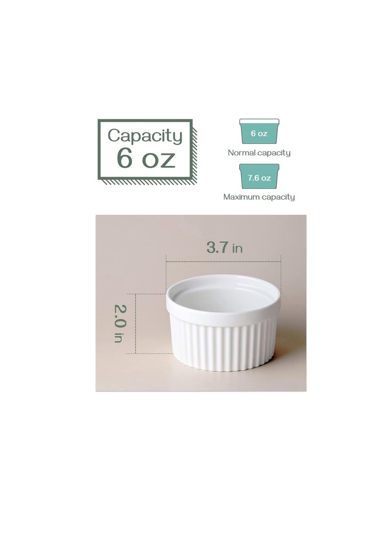 Star Cook 6 oz Ramekins for Creme Brulee Porcelain Ramekins Oven Safe, Classic Style Ramekins for Baking Souffle Ramekins Bowls, Set of 6 - Image 2