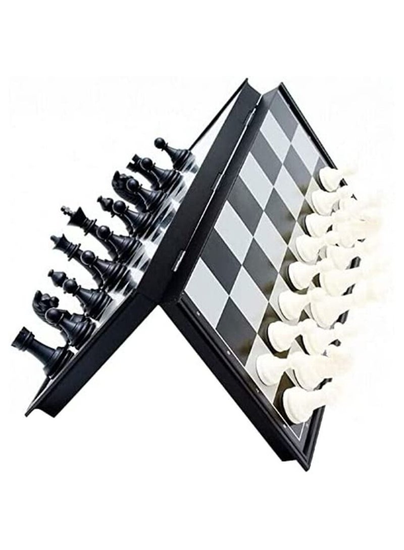 Rubik Chess Board Set Game, Magnetic Chess Piece Set with Chess Folding/Portable Storage Board, Traditional Game, Educational Toys for Kids/Children/Adults Gift (Black/White, 25x25x2cm) - Image 2