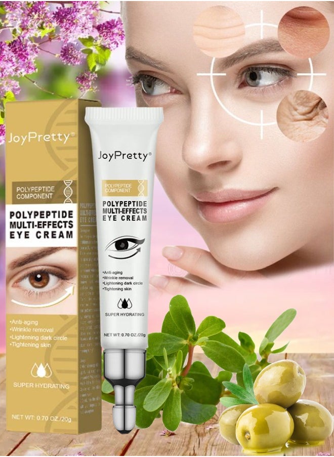JoyPretty كريم العيون متعدد التأثيرات من البولي ببتيد، مضاد للشيخوخة، مضاد للتجاعيد، تفتيح الهالات السوداء، شد البشرة، كريم العيون، يقلل من الانتفاخات، كريم العيون المرطب الفائق الببتيد، 20 جرام  - Image 1