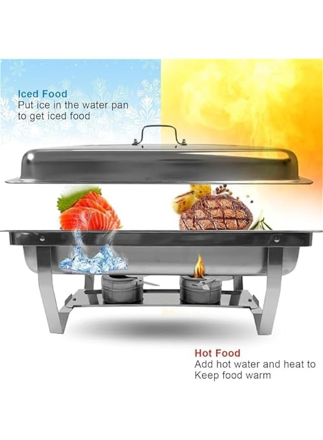 TRASSLE Chafing Dish Buffet Set, Stainless Steel Food Warmer, Rectangular Buffet Stove with Food Pans Lid, Stainless Steel Chafer and Buffet Warmer Set, for Weddings, Party, Banquet - Image 4