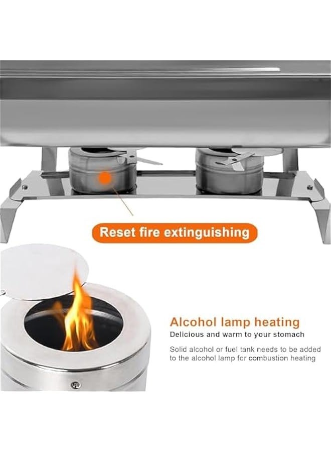 TRASSLE Chafing Dish Buffet Set, Stainless Steel Food Warmer, Rectangular Buffet Stove with Food Pans Lid, Stainless Steel Chafer and Buffet Warmer Set, for Weddings, Party, Banquet - Image 5