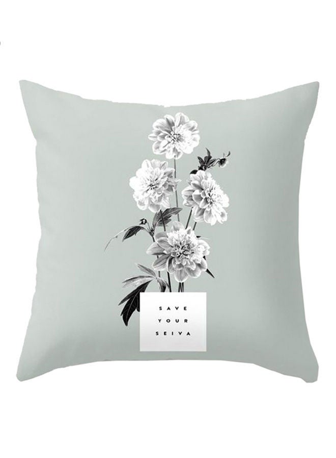NIBEMINENT Flower Geometric Pattern Throw Pillow Cover White/Green 45x45centimeter