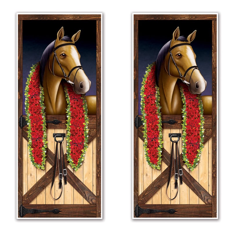 Beistle 2Pack Horse Racing Door Covers Hanging Decorations for Equestrian Events Derby Day Parties AllWeather Animal Birthday Decor 6 x 30