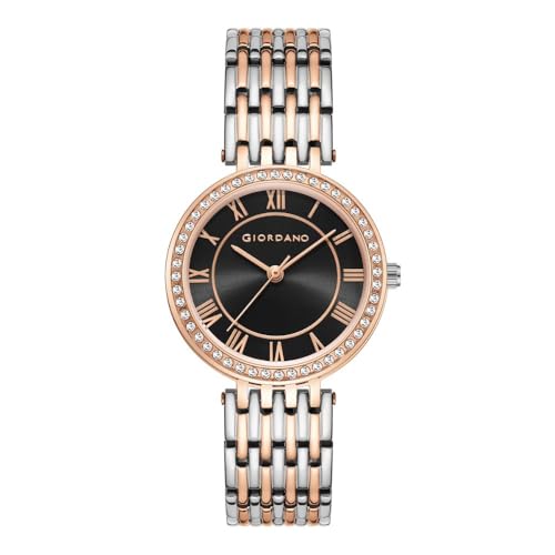Giordano Eleganza Collection Watch for Women with Stainless Steel Strap and Crystal Embellished Bezel, Roman Numerals - Image 1