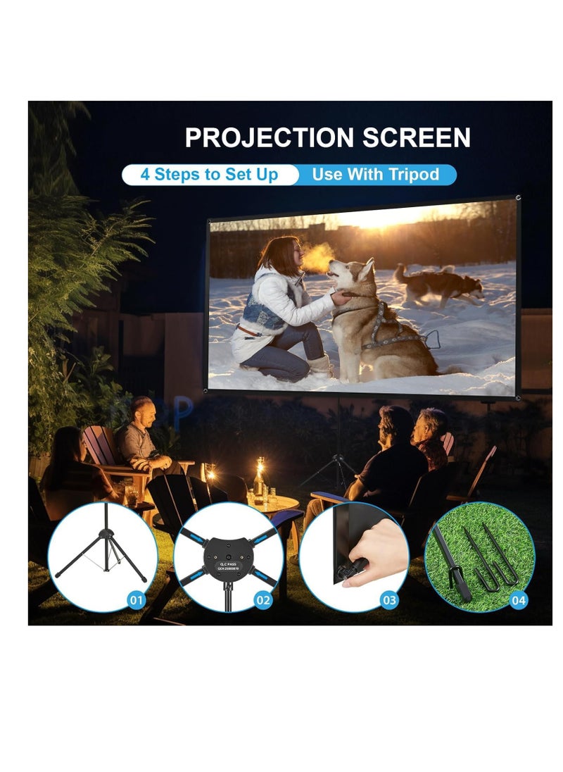 Generic Projector Screen with Stand, 120 Inch Movie Screen, 16:9 4K HD Projection Screen for Indoor Outdoor, Projector Screen and Stand with Bag for Home Theater Backyard Cinema (120")  - Image 4