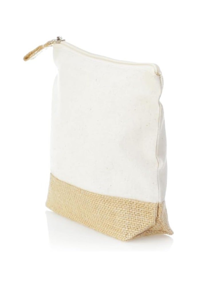 Eco-neutral Eco Neutral Cotton Toiletry Bag with Zipper Womens Makeup Pouch Cosmetic Bag for Travel GRS certified Recycled Cotton Jute Pack of 3 - Image 3