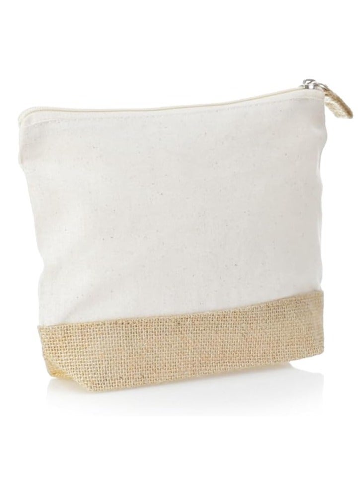 Eco-neutral Eco Neutral Cotton Toiletry Bag with Zipper Womens Makeup Pouch Cosmetic Bag for Travel GRS certified Recycled Cotton Jute Pack of 3 - Image 4