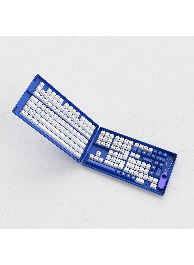 AKKO - مجموعة أغطية مفاتيح Akko Blue on White ASA Profile PBT Double-Shot ذات 197 مفتاحًا للوحات المفاتيح الميكانيكية مع مفاتيح Mac وISO Enter مع صندوق التجميع - Image 1
