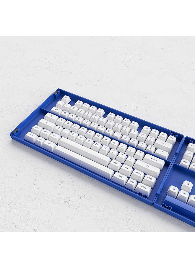AKKO - مجموعة أغطية مفاتيح Akko Blue on White ASA Profile PBT Double-Shot ذات 197 مفتاحًا للوحات المفاتيح الميكانيكية مع مفاتيح Mac وISO Enter مع صندوق التجميع - Image 1