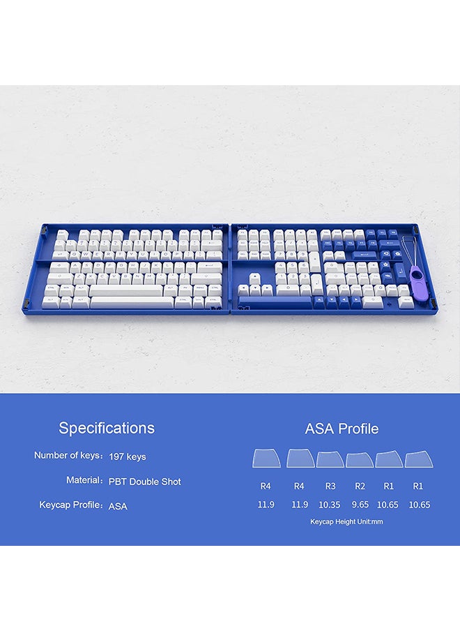 AKKO - مجموعة أغطية مفاتيح Akko Blue on White ASA Profile PBT Double-Shot ذات 197 مفتاحًا للوحات المفاتيح الميكانيكية مع مفاتيح Mac وISO Enter مع صندوق التجميع - Image 1