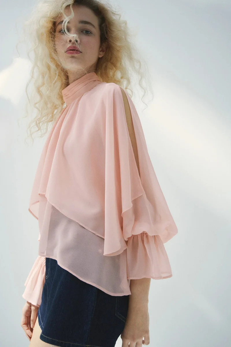 H&M Flounced cape-detail blouse