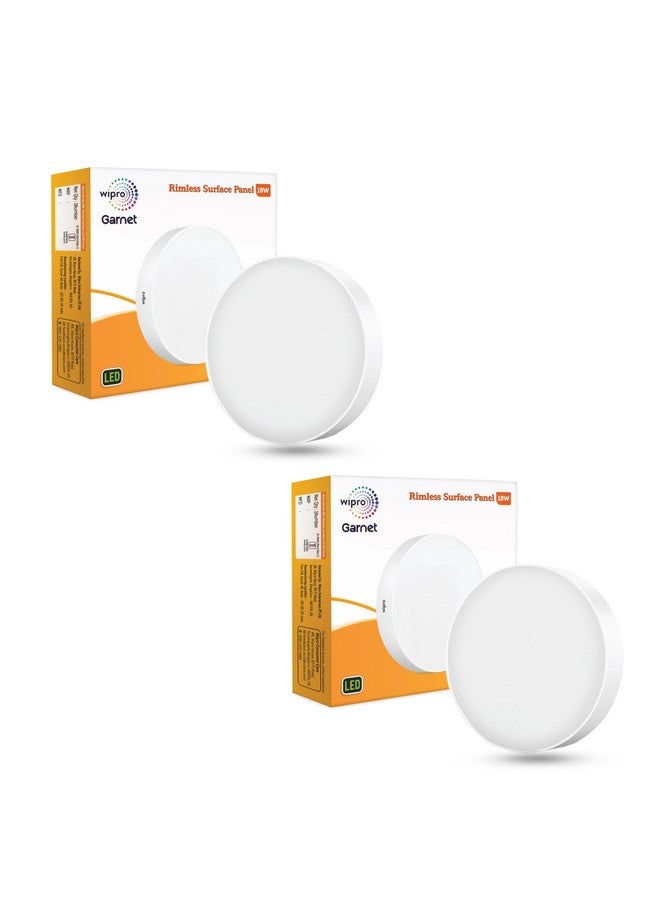 Wipro Polycarbonate Garnet 18W Rimless Round LED Surface Panel | Warm White Light (2700K) | Elegant Rimless Design for Wider Spread of Light | Surface Mounted LED Down Light for Ceiling | Pack of 2 - Image 1