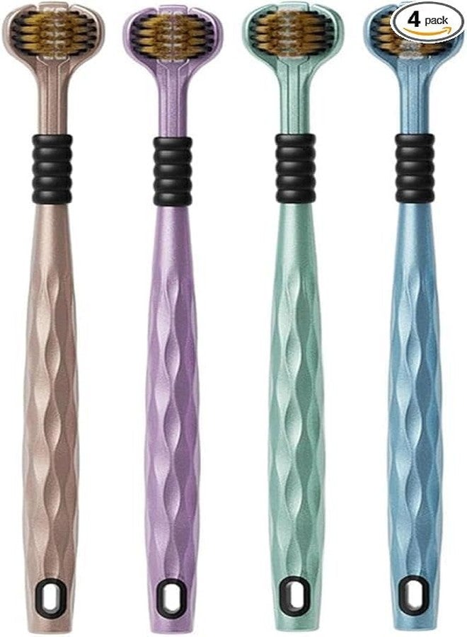 YEKDA 3-Sided Toothbrush | Ultra Soft Bristles for Deep Cleaning | Triple Action Manual Toothbrush | Triple Head Design for 360° Cleaning | Eco-Friendly & Gentle on Gums (Pack of 4) - Image 1