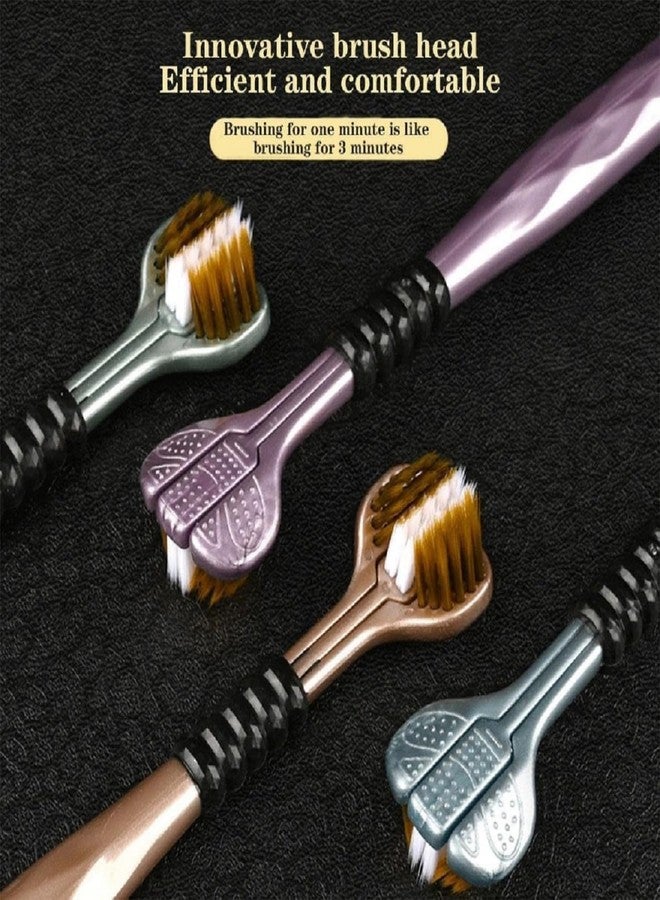 YEKDA 3-Sided Toothbrush | Ultra Soft Bristles for Deep Cleaning | Triple Action Manual Toothbrush | Triple Head Design for 360° Cleaning | Eco-Friendly & Gentle on Gums (Pack of 4) - Image 5