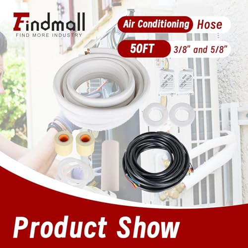 findmall 50FT Air Conditioning Tubing Hose Extension 3/8 and 5/8 Inch Twin Insulated Copper Hoses Fit for Mini Split Air Conditioner - Image 2
