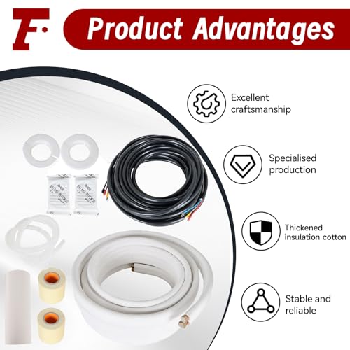 findmall 50FT Air Conditioning Tubing Hose Extension 3/8 and 5/8 Inch Twin Insulated Copper Hoses Fit for Mini Split Air Conditioner - Image 5