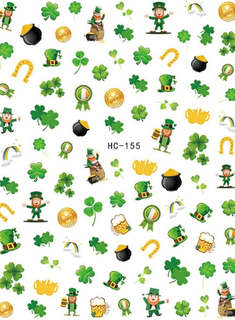 SYOSI Nail Stickers Nail Decals 3D Self- Adhesive Shamrock Green Dwarf Gold Hat Nail Art Decoration for Kids Girls Women - Image 5