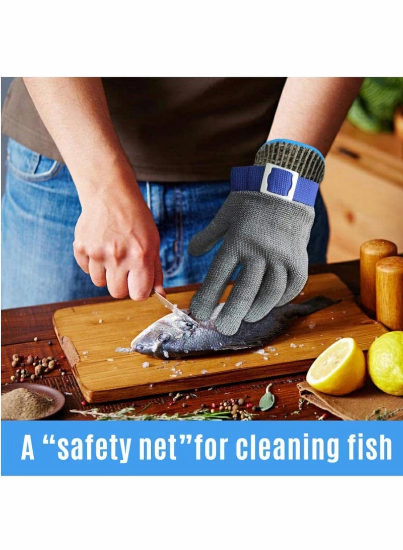 Cut Resistant Gloves-Stainless Steel Wire Metal Mesh Butcher Safety Work Gloves for Meat Cutting, and fishing Grey and White 2PCS (M) - Image 3