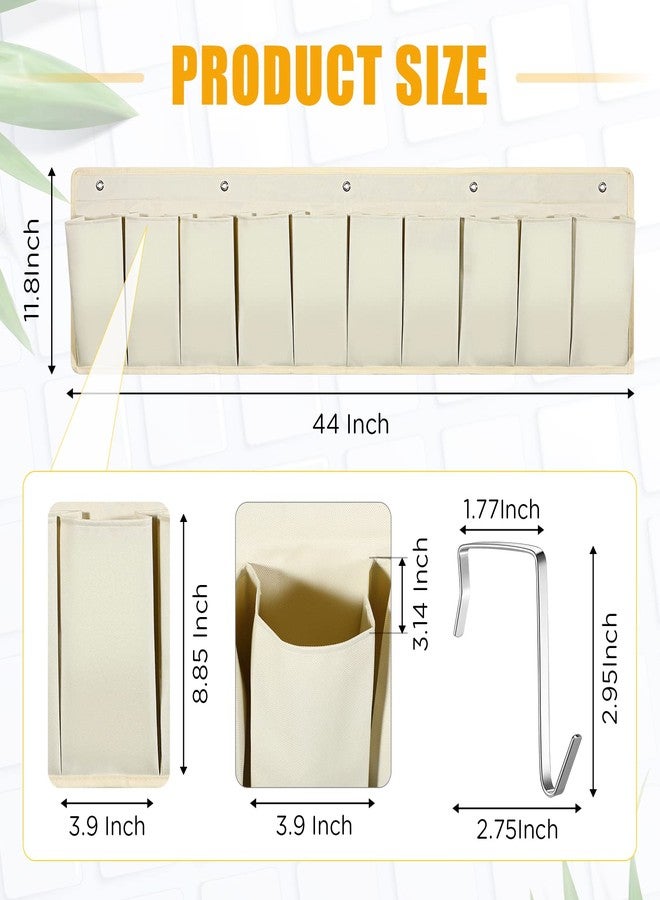 Berlune 4 Pcs Rv Shoe Pockets Rv Shoe Storage Organizer 10 Pockets Hanging Bedside Storage Organizer with 20 Sturdy Hooks 44.1 Inches Over The Door Hanging Shoe Holder for Shoes Toys Tools, Beige - Image 2