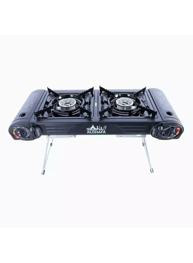 ALGHAFA Burger Grill Camping Stove – Portable Stainless Steel BBQ Griddle with Even Heat Distribution – Model 9323 - Image 3