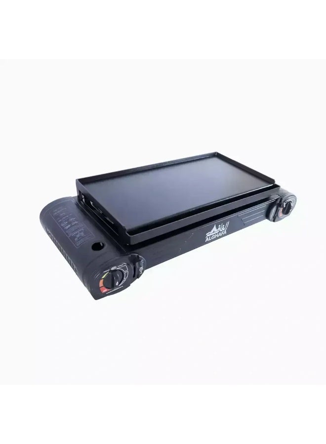 ALGHAFA Burger Grill Camping Stove – Portable Stainless Steel BBQ Griddle with Even Heat Distribution – Model 9323 - Image 5