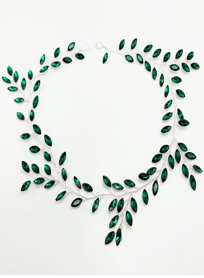 بيتيتو طوق شعر مرصع بأحجار الراين الخضراء من بيتيتو، مثالي لحفلات الزفاف وجلسات التصوير. - Image 3