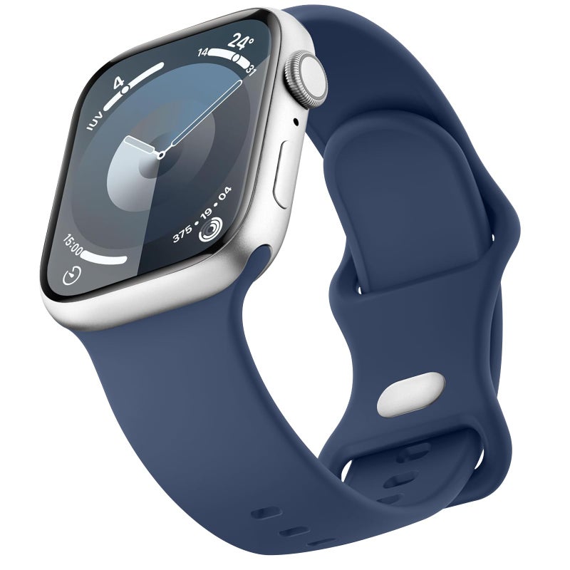 Mugust Sport Bands Compatible with Apple Watch Band 41mm 40mm 38mm, Soft Silicone Correa Wristband Replacement Strap Compatible for Apple Watch SE2 SE Series 9 8 7 6 5 4 3 Women Men, Navy Blue, - Image 1