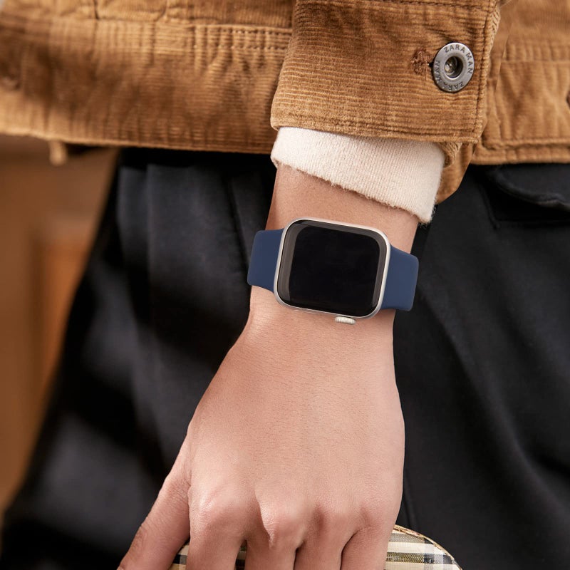 Mugust Sport Bands Compatible with Apple Watch Band 41mm 40mm 38mm, Soft Silicone Correa Wristband Replacement Strap Compatible for Apple Watch SE2 SE Series 9 8 7 6 5 4 3 Women Men, Navy Blue, - Image 2