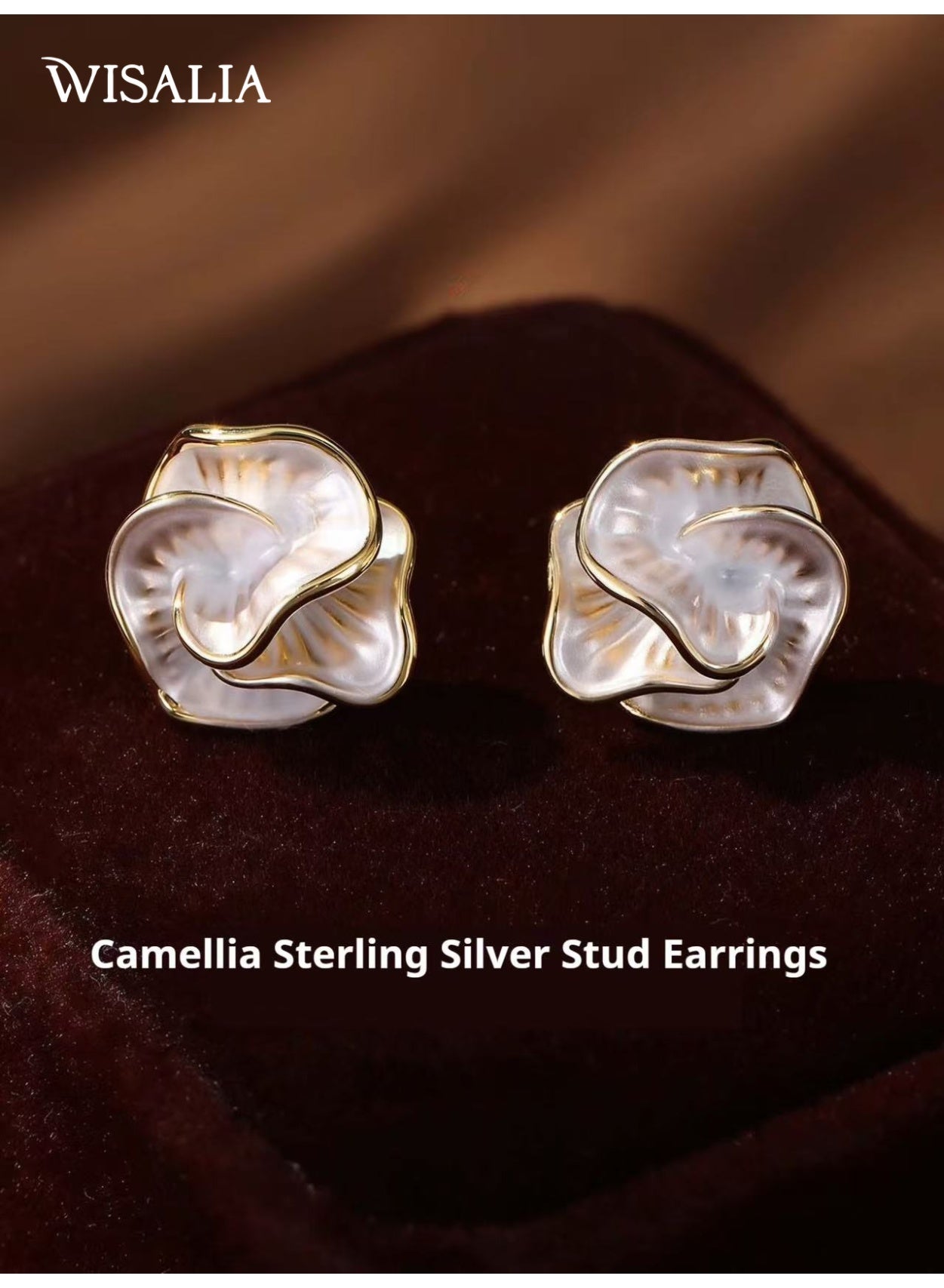 Earrings for Ladies, Women's Earrings - 925 Sterling Silver Camellia Flower Studs, Elegant Lightweight Earrings, Perfect Gift for Women & Girls