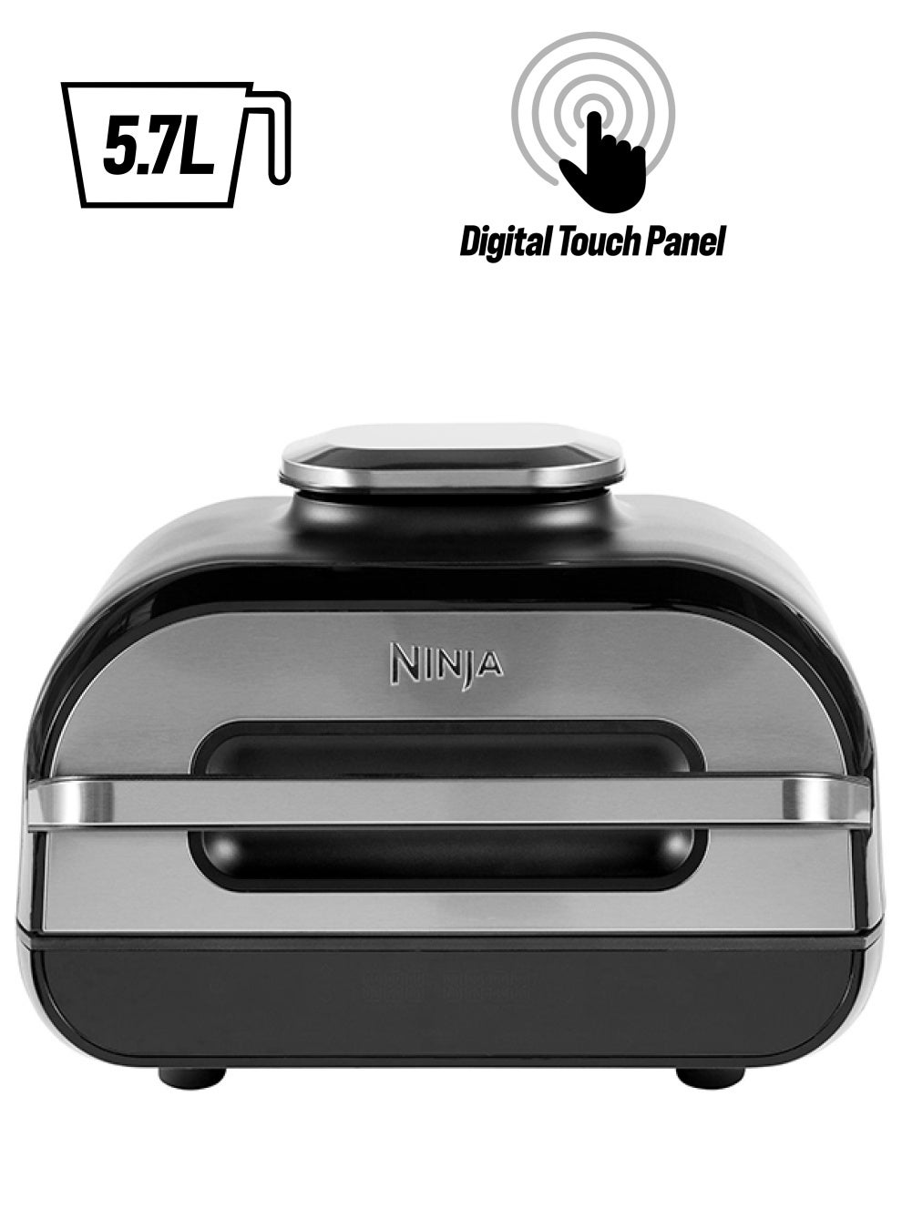 Foodi MAX Health Grill & Air Fryer 5.7L With Digital CookIng Probe, 6-In-1, Air Fry, Grill, Bake, Roast And more, Dishwasher Safe Parts, Large Grill Plate 3.8 L 2460 W AG551ME Silver/Black