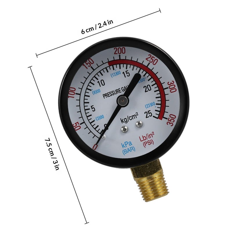 G1 4 Vertical Pneumatic Pressure Gauge 0 25bar Plastic Housing Air Compressor Replacement Part - Image 3