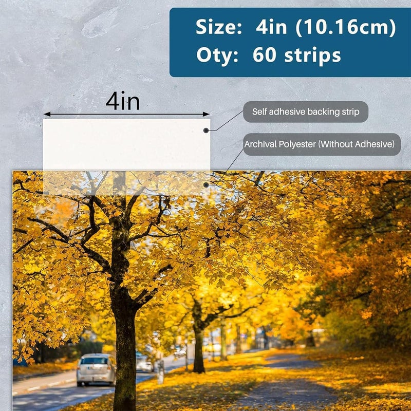 Lineco 4-Inch See-Through Archival Polyester Mounting Strips - Pack of 60, Acid-Free and Hinge-Less for Safe Artwork Framing - Image 2