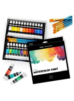 Ohuhu Ohuhu Watercolor Paint Tubes 24 Color  with 6 Brushes set  - Image 1
