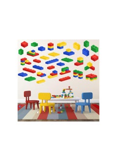 Builders Blocks Wall Sticker Bricks Wall Decal Peel and Stick Building Blocks Wall Decals 4 Colors Bricks Decals for Kids Baby Living Room Nursery Bedroom Classroom Decorations, 3 Sheets