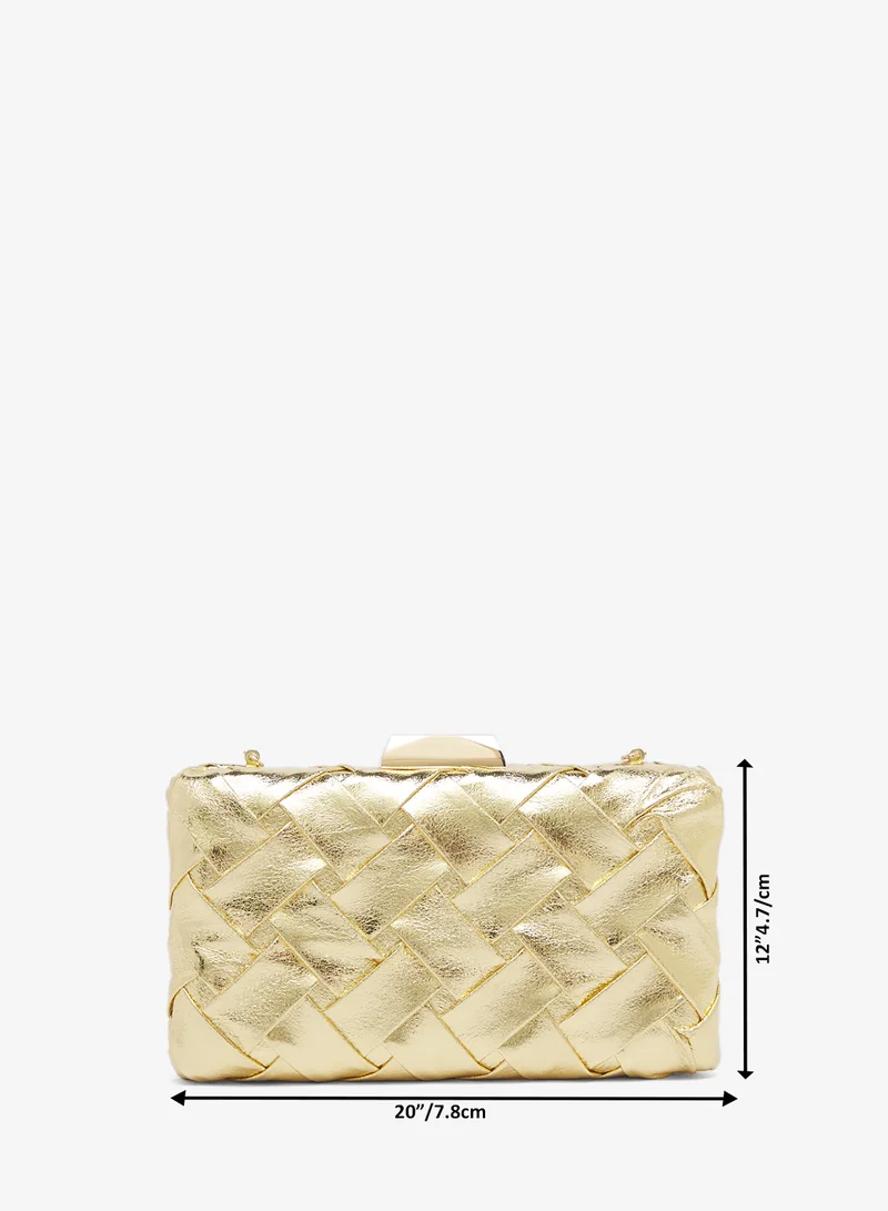Glamorous GOLD Structured Woven Clutch Bag for Women | Best Price UAE