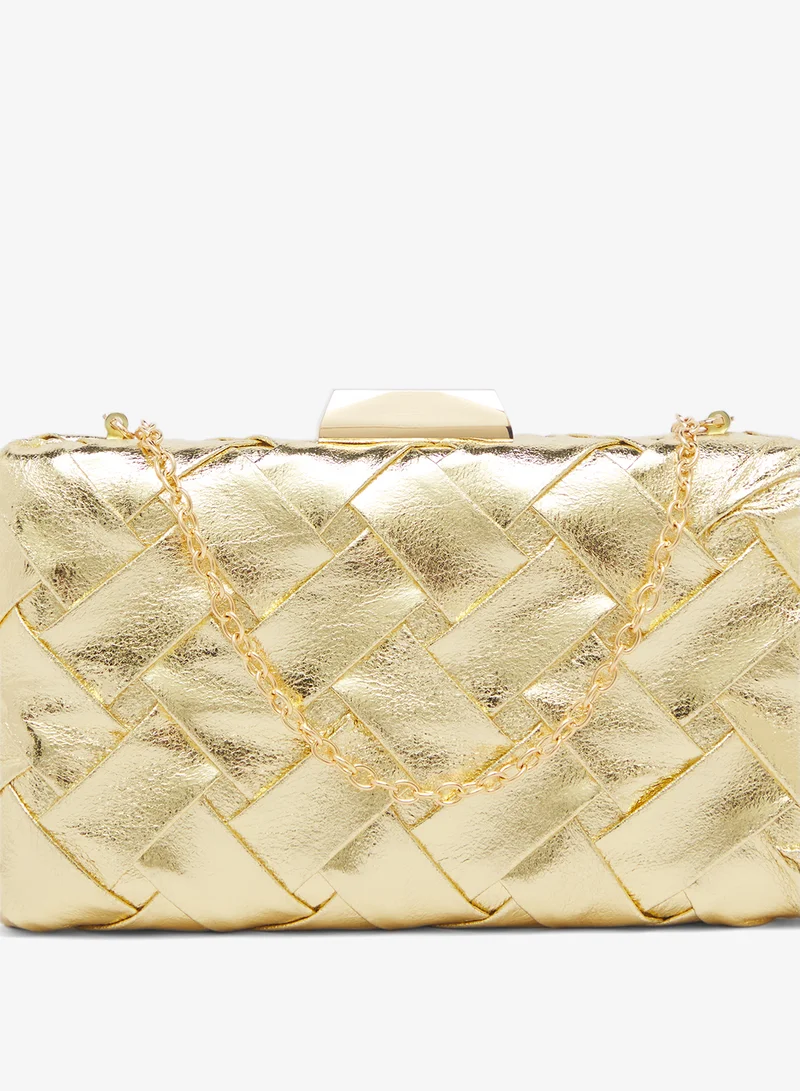 Glamorous GOLD Structured Woven Clutch Bag for Women | Best Price UAE