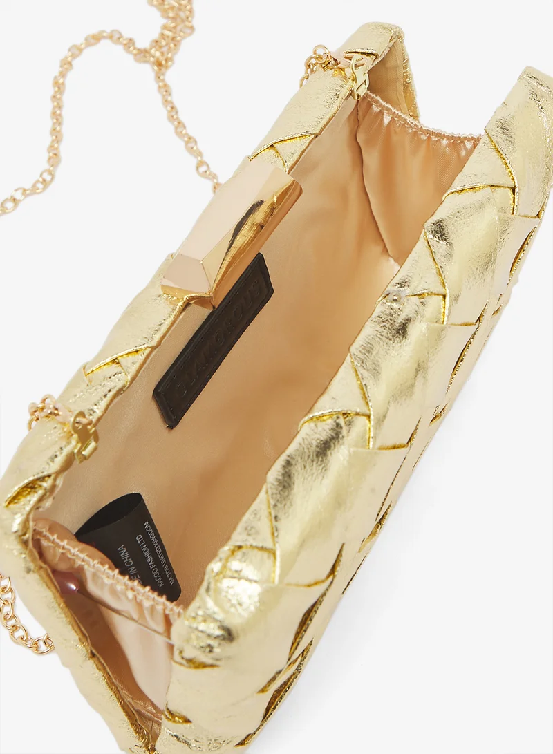 Glamorous GOLD Structured Woven Clutch Bag for Women | Best Price UAE